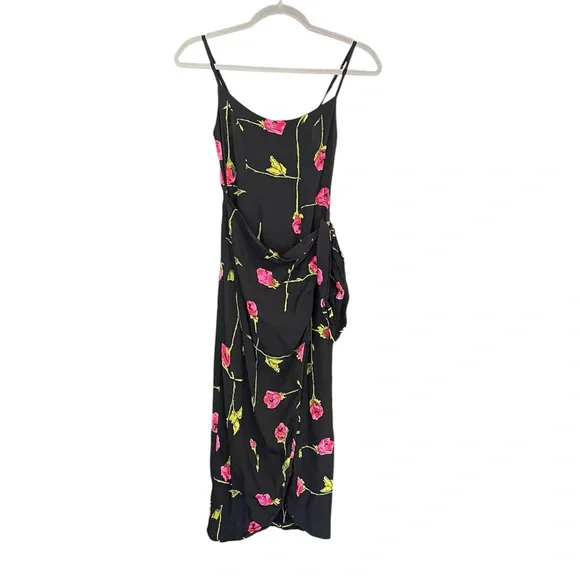 Vintage 90s Betsey Johnson Floral Rose Faux Wrap Dress - Picture 6 of 9